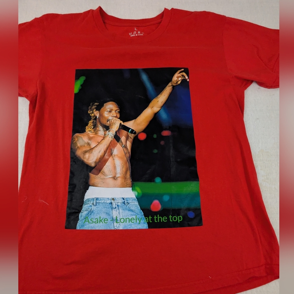 Asake Lonely At the Top Red Concert Tee Size Large